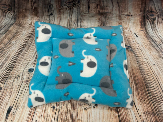 Blue Elephant Soft Rectangle Fleece Cushion bed