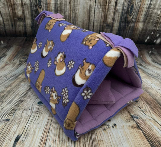 Guinea Pig Fleece Guinea Pig Tent /  Lilac + Pillow