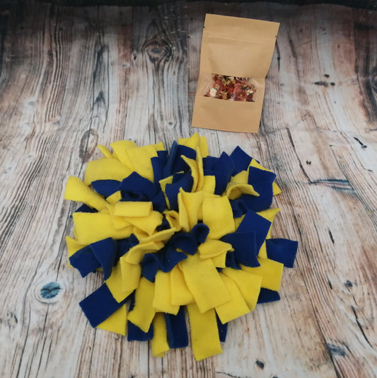 Royal Blue & Yellow Fleece Snuffle Forage Mat